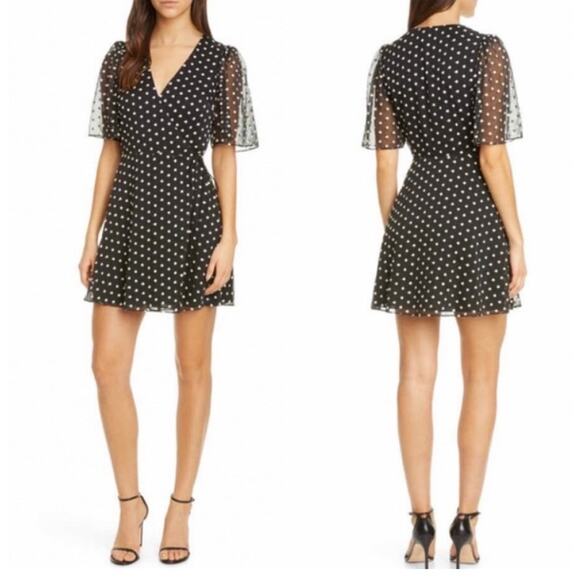 Alice + Olivia Dresses & Skirts - Alice + Olivia Black and White Floral Embroidered Sandra Wrap Dress Sz 6